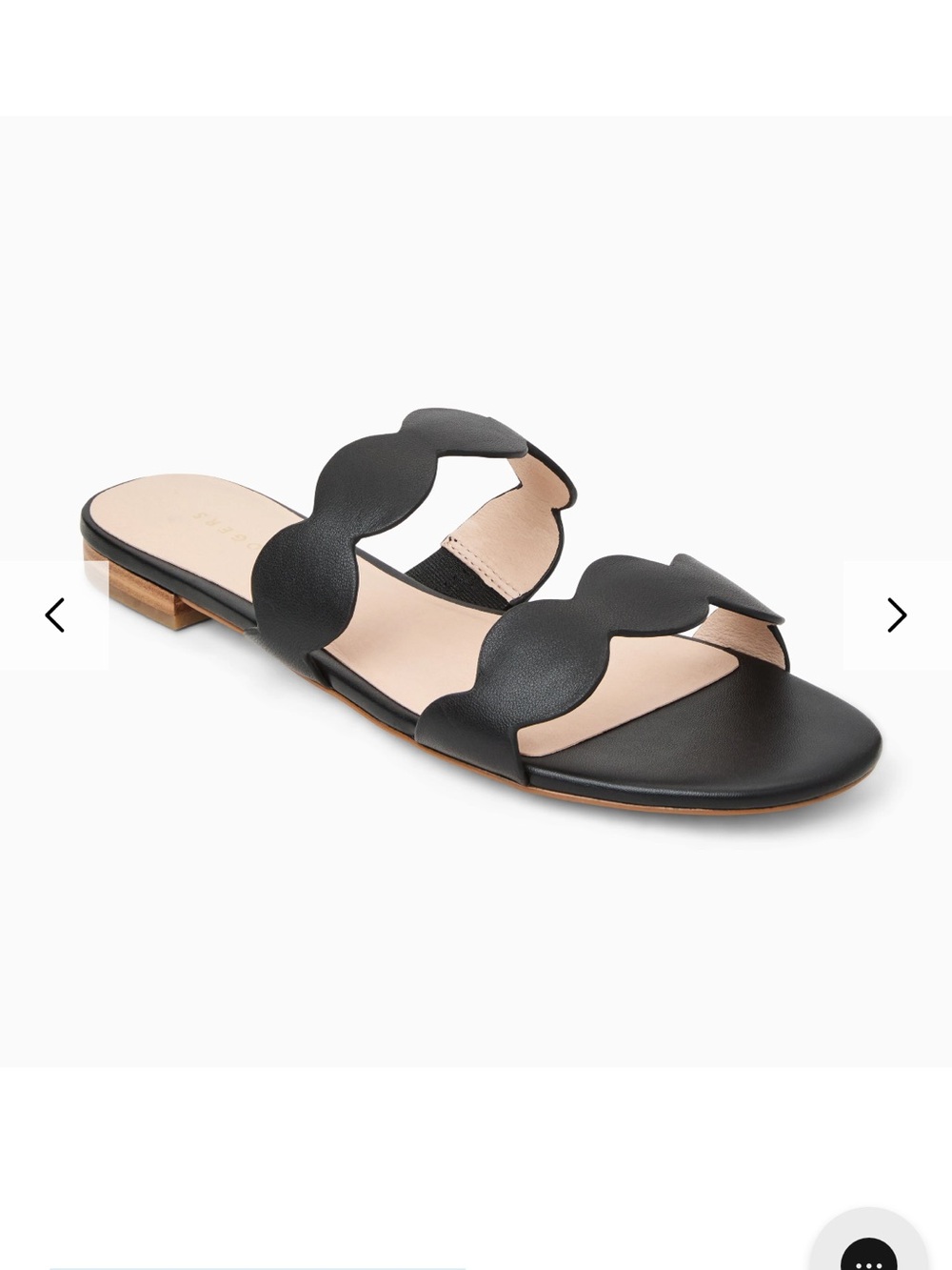 Jack Rogers Greglen Black Scalloped Double-Strap Slide Sandal
